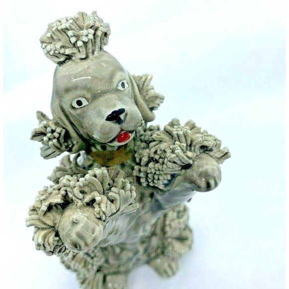 Vintage Ceramic Spaghetti Standard Poodle Figurine Begging for a Treat MCM - Picture 9 of 12